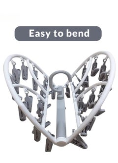 sokany Foldable Drying Laundry Hanger with Clips, Drying Rack with 32 Clips Each, Laundry Clips and Drip Drying Hangers for Socks, Underwear, Towel, Scarfs and Bras (Multicolour)  - Image 3