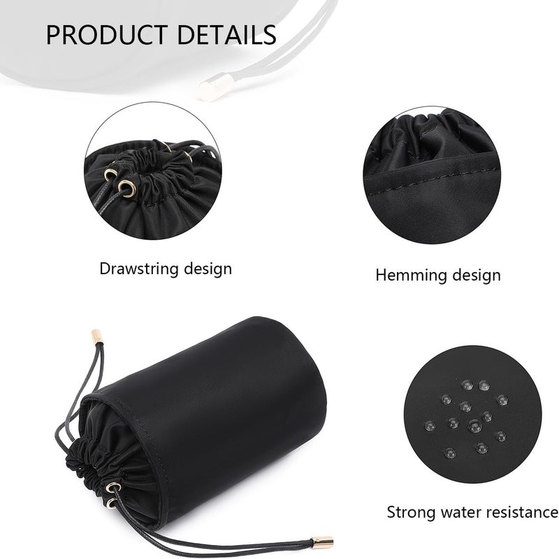 YONBEN Tall Purse Organizer Insert Womens Canvas Handbag Round Cosmetic Pouch Bucket Makeup Bag (L, Nylon-Black) - Image 3