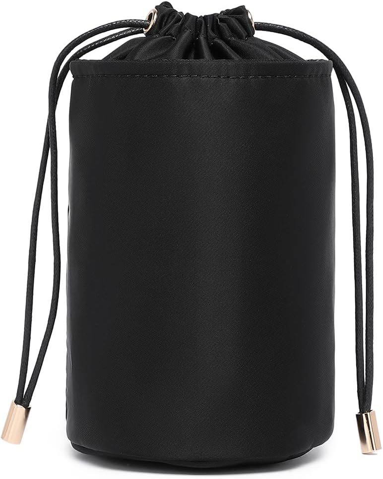 YONBEN Tall Purse Organizer Insert Womens Canvas Handbag Round Cosmetic Pouch Bucket Makeup Bag (L, Nylon-Black) - Image 1