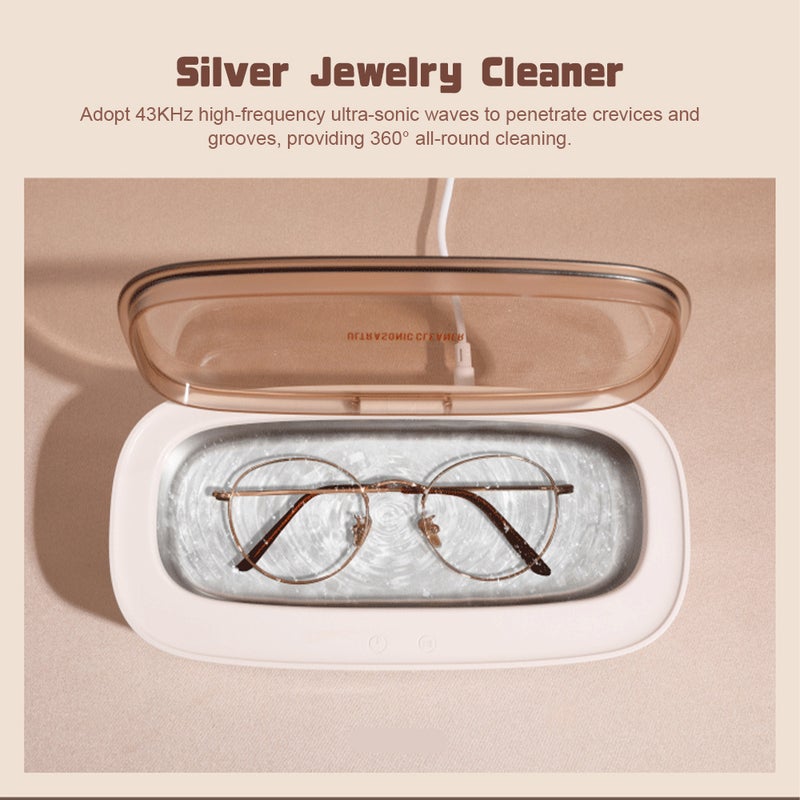 Jewelry Cleaner, Ultra-sonic Cleaning Machine 300ml Household Cleaning Machine with 4-Time Settings, for Eyeglass Watches Dentures - Image 4