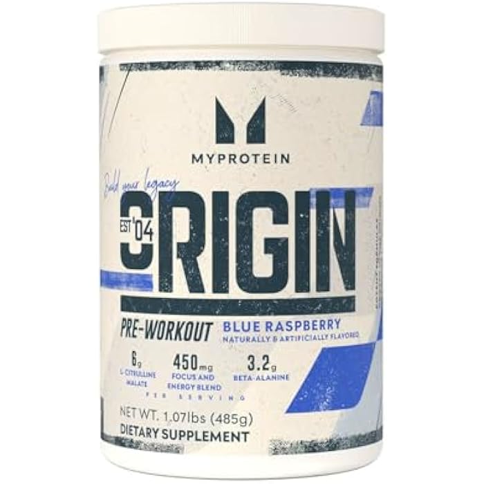 Myprotein Origin Pre-Workout Powder – Blue Raspberry, 30 Servings | 6g L-Citrulline Malate, 3.2g Beta-Alanine, 300mg of Caffeine | High-Performance Preworkout for Strength, Pump & Endurance - Image 1