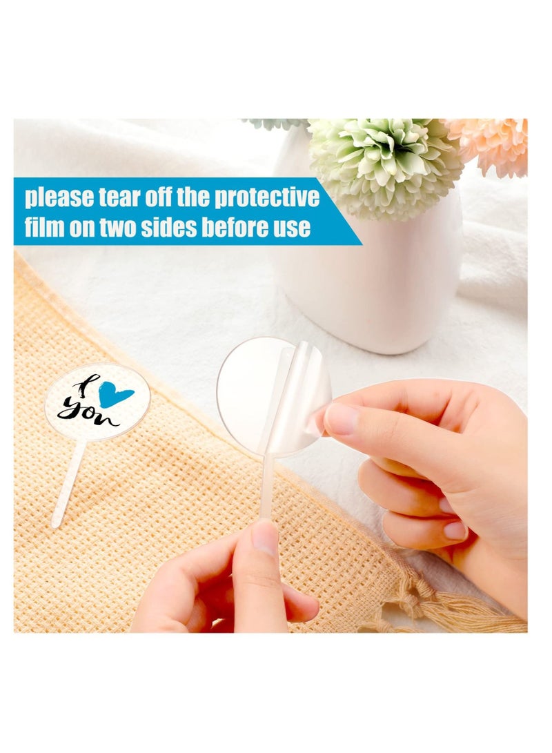 Excefore Acrylic Cupcake Toppers, 48 Pcs 2 Inch Cupcake Sticks for Toppers, Clear DIY Birthday Party Cake Decorations, Suitable for Custom Wedding Anniversary, Party, Graduation Cake Decoration - Image 3