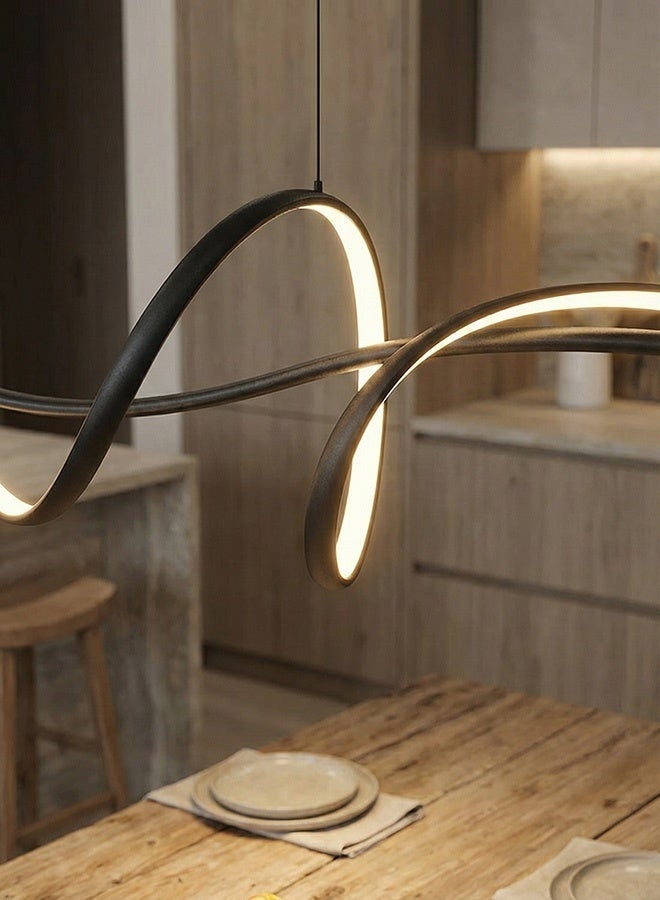 BUY4LESS -  Modern Lighting, Linear Chandelier, Light, Black Color, 120x100 cm, Suitable for living room, dining room, kitchen, Adjustable height - Image 3