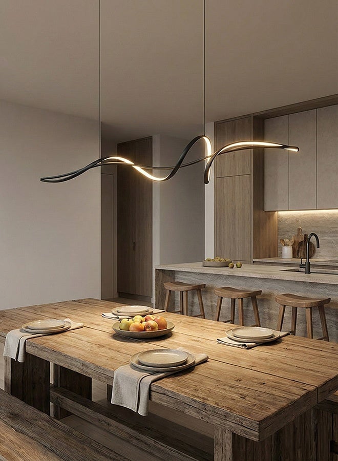 BUY4LESS -  Modern Lighting, Linear Chandelier, Light, Black Color, 120x100 cm, Suitable for living room, dining room, kitchen, Adjustable height - Image 2