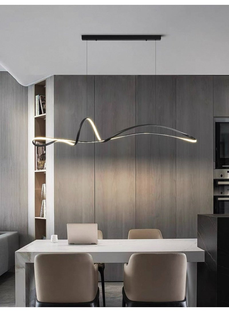 BUY4LESS -  Modern Lighting, Linear Chandelier, Light, Black Color, 120x100 cm, Suitable for living room, dining room, kitchen, Adjustable height - Image 5