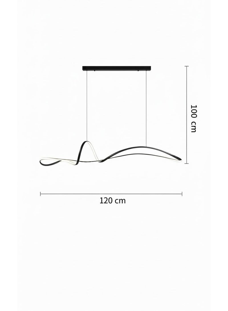 BUY4LESS -  Modern Lighting, Linear Chandelier, Light, Black Color, 120x100 cm, Suitable for living room, dining room, kitchen, Adjustable height - Image 4