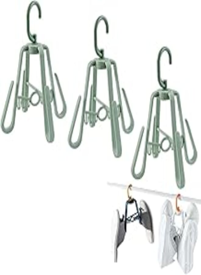 Goodern 3Pcs Drying Rack Hook Wall Mounted Hooks Wall Mount Clothes Rack Sock Slippers Shoe Holder Rack Slippers Drying Rack Shoes Drying Rack Plastic Multifunctional Shoes Hanger Insole-Green
