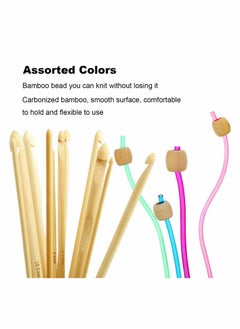 KASTWAVE 23 PCS Crochet Hook Set,  11 Tunisian Afghan Aluminum Knitting Needles Set (2mm to 8mm), 12 Bead Carbonized Bamboo Needle Hook, Sweater Needle Crochet Kits for Beginners  - Image 2