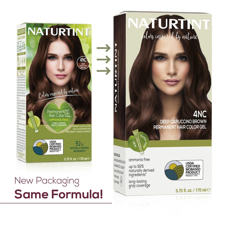NATURTINT لون شعر دائم ناتورتينت 4NC كابتشينو عميق (عبوة من 1)، خالي من الأمونيا، نباتي، خالي من التجارب على الحيوانات، تغطية تصل إلى 100% من الشعر الرمادي، نتائج تدوم طويلاً (قد يختلف التغليف) - Image 2