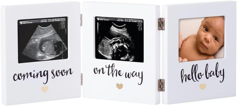 Pearhead Triple Sonogram Keepsake Photo Frame Gender Neutral Ultrasound Keepsake Ideal Pregnancy Gift For First Time Moms Baby Shower and Nursery Decor 35x25 Photo Insert White - Image 1