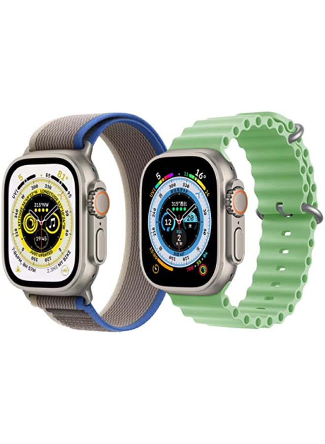 IAF Trail Loop Strap Yellow/Beige, Silicone Ocean Band Orange and Silicone Ocean Band Snow White for Apple Watch Ultra 8 49mm Set of 3