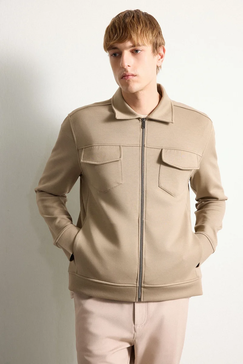 Defacto Regular Fit Polo Collar Zip-Up Jacket