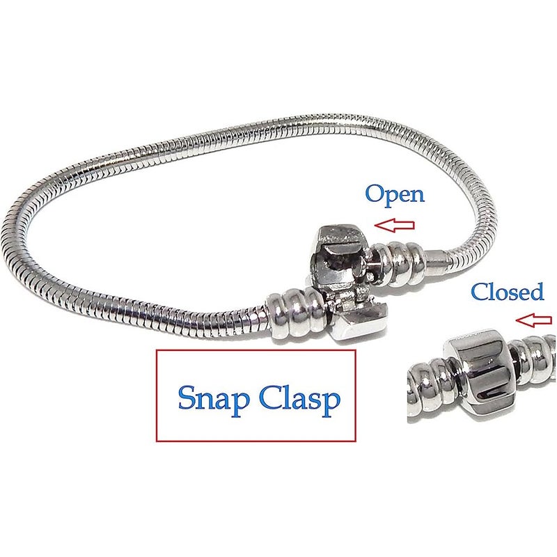 ICYROSE Stainless Steel Starter Charm Bracelet Barrel Snap Clasp Unscrew END Fits Pandora Charms - Image 2