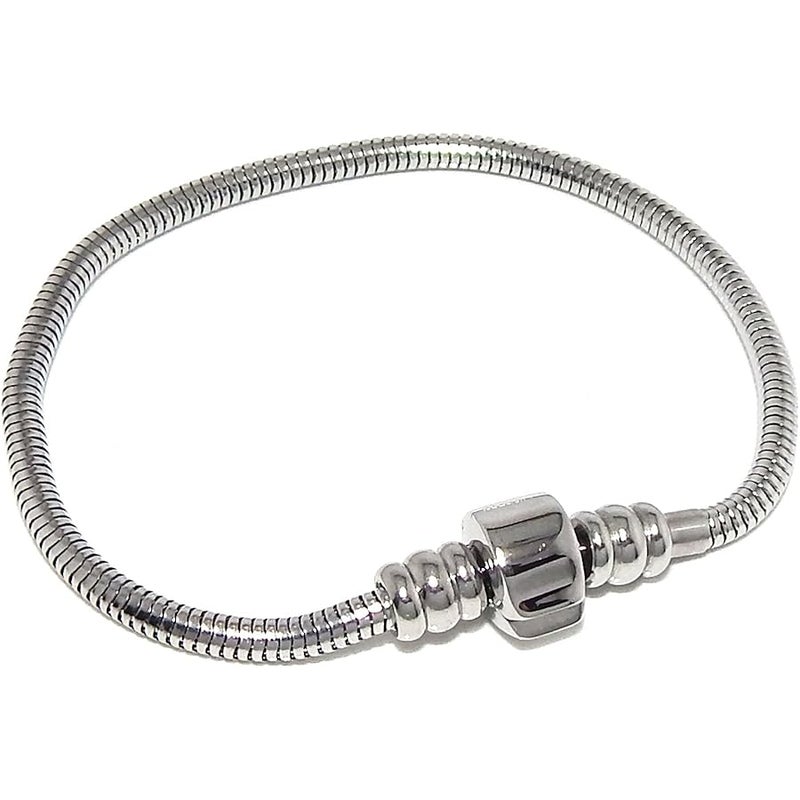 ICYROSE Stainless Steel Starter Charm Bracelet Barrel Snap Clasp Unscrew END Fits Pandora Charms - Image 1