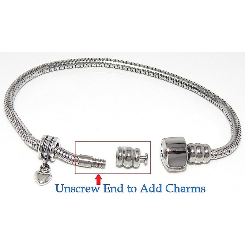 ICYROSE Stainless Steel Starter Charm Bracelet Barrel Snap Clasp Unscrew END Fits Pandora Charms - Image 3