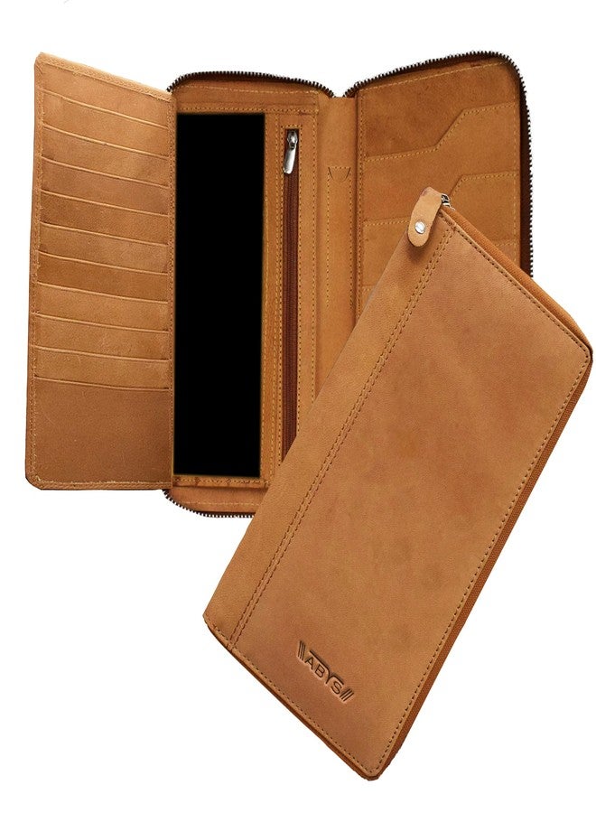 ABYS Hunter Leather RFID Protected Tan Passport Holder for Men and Women| Card Holder|Passport Pouch|Family Travel Wallet - Image 1