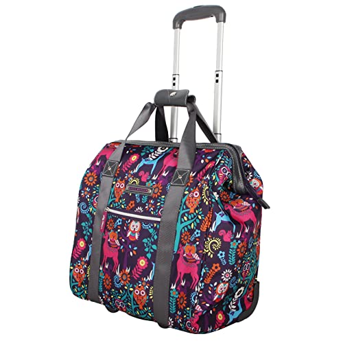 Lily Bloom Designer Under the Seat Tote Cabin Luggage Collection - 15 Inch Patterned Carry on Bag For Women - Lightweight Suitcase with 2 Rolling Wheels (Wildwoods) - Image 1