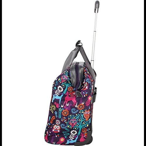 Lily Bloom Designer Under the Seat Tote Cabin Luggage Collection - 15 Inch Patterned Carry on Bag For Women - Lightweight Suitcase with 2 Rolling Wheels (Wildwoods) - Image 3