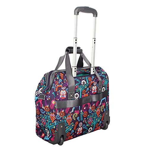 Lily Bloom Designer Under the Seat Tote Cabin Luggage Collection - 15 Inch Patterned Carry on Bag For Women - Lightweight Suitcase with 2 Rolling Wheels (Wildwoods) - Image 4