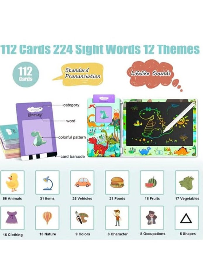 بطاقات فلاش ناطقة 2 في 1 مع تابلت كتابة LCD، العاب حسية لعلاج النطق والتوحد العاب تعليمية للاطفال - Image 3