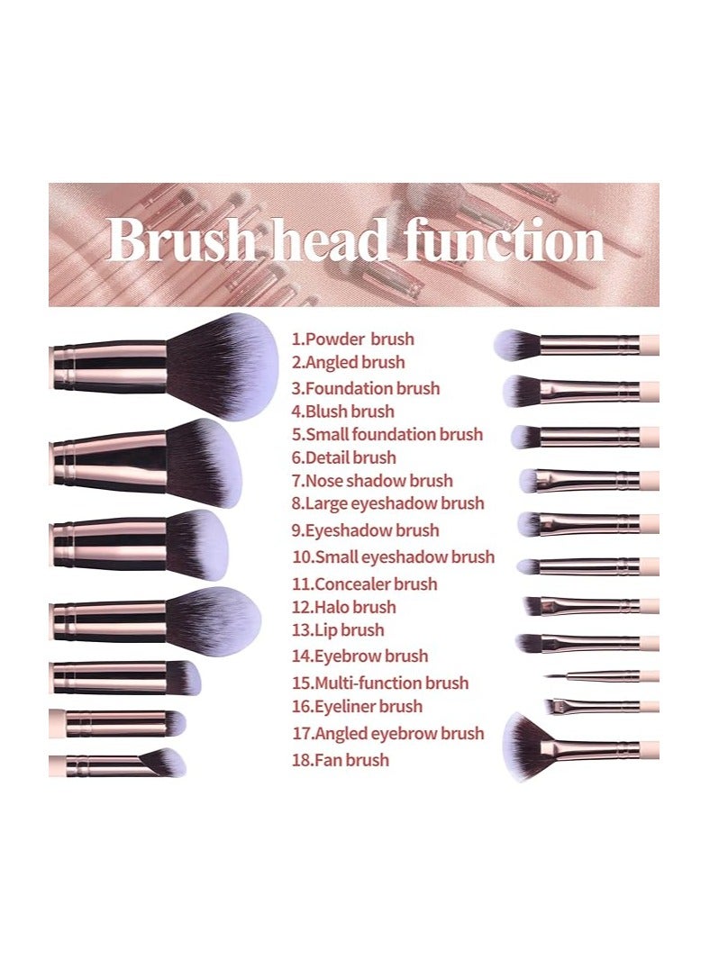 BS Mall MEC Makeup Brushes Premium Synthetic Foundation Powder Concealers Eye Shadows 18 Pcs Brush Set with 5 sponge & Holder Sponge Case - Image 3