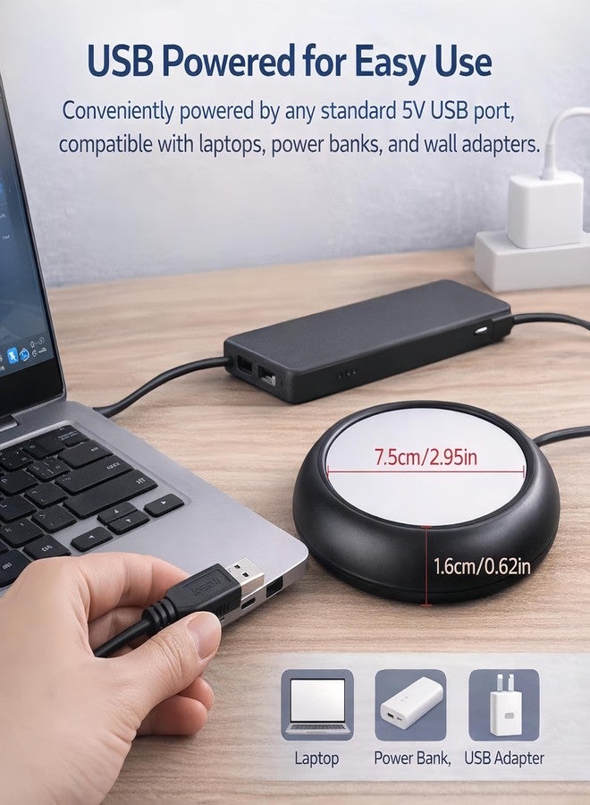 Plplaaoo USB Coffee Mug Warmer for Desk - Smart Beverage Heater Pad - USB Powered Cup Coaster for Home Office & Office Use, 5V Electric Mug Warmer Up to 80°C - Image 3