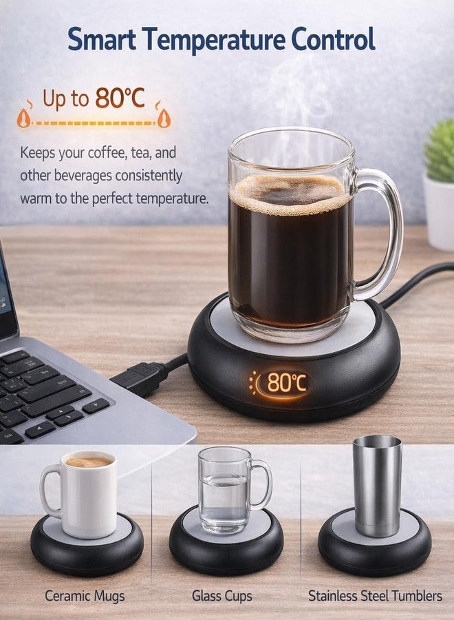Plplaaoo USB Coffee Mug Warmer for Desk - Smart Beverage Heater Pad - USB Powered Cup Coaster for Home Office & Office Use, 5V Electric Mug Warmer Up to 80°C - Image 5