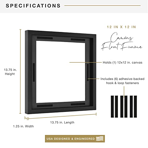 MCS Canvas Float Frames 12x12 Frame, Black Square Frame for Finished Canvases, Vertical & Horizontal Wall Hanging for Canvas Paintings (1-Pack) - Image 3