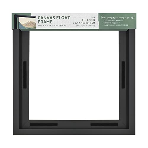 MCS Canvas Float Frames 12x12 Frame, Black Square Frame for Finished Canvases, Vertical & Horizontal Wall Hanging for Canvas Paintings (1-Pack) - Image 1