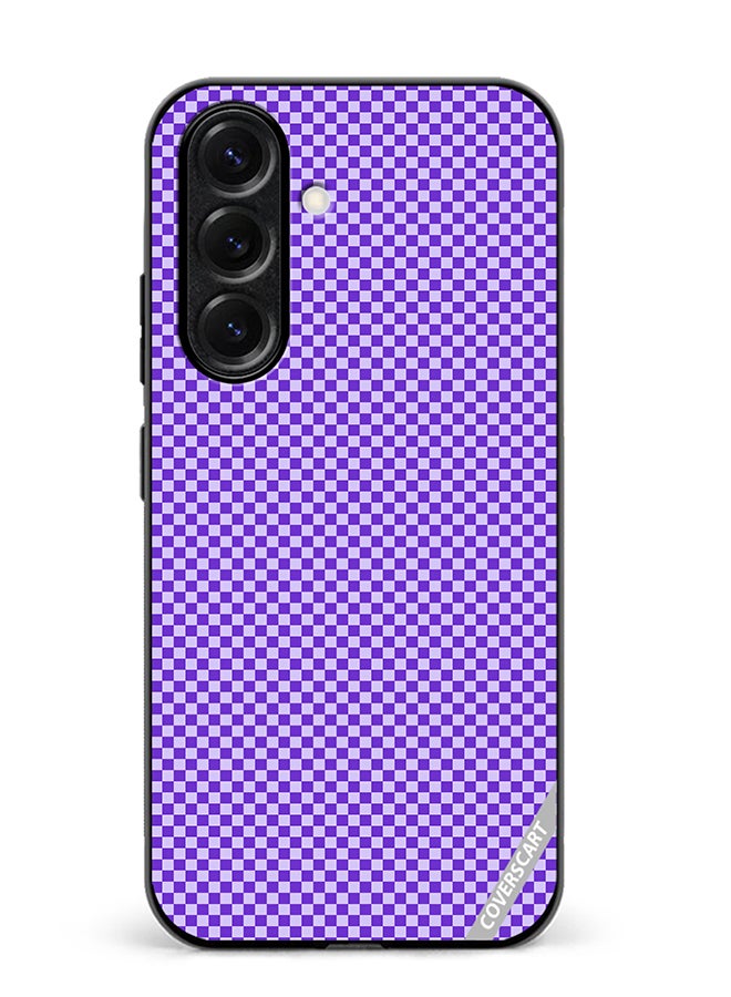 Protective Case Cover For Samsung Galaxy S25 Groovy Purply And White Checkerboard Design Multicolour