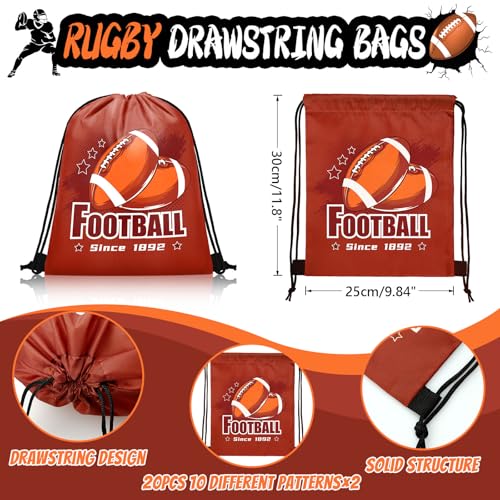 Grneric 110 Pcs Football Party Favors Drawstring Backpack with Keychains Silicone Bracelets Stickers for Sports Birthday Supplies Goodie Bags Football Themed Presents - Image 5