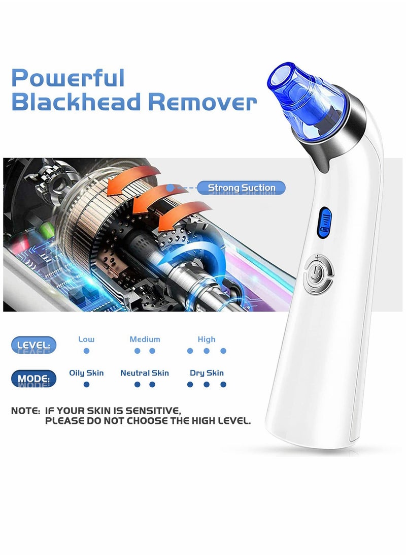 SYOSI - Blackhead Remover Pore Vacuum - Facial Pore Cleaner - Electric Acne Comedone Whitehead Extractor Tool w/5 Suction Power, 4 Probes, USB Rechargeable Blackhead Vacuum Removal Kit for Women & Men (Blue) - Image 1