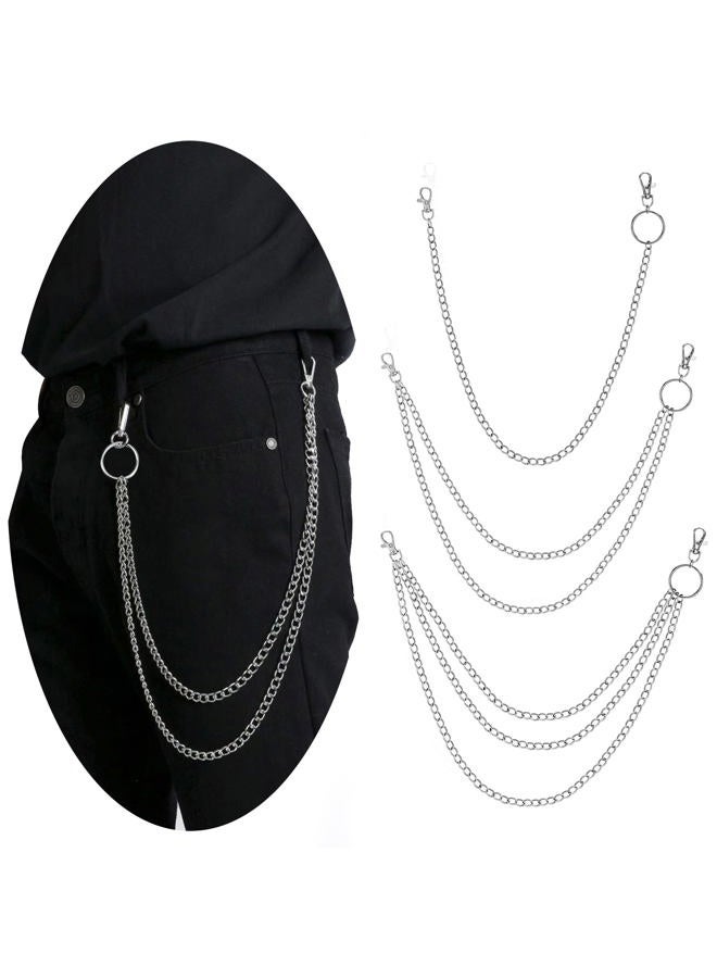 Phogary 3 Jeans Chains Wallet Pants Chain Silver Pocket Punk Chain Hip Hop Rock Chains - Image 1