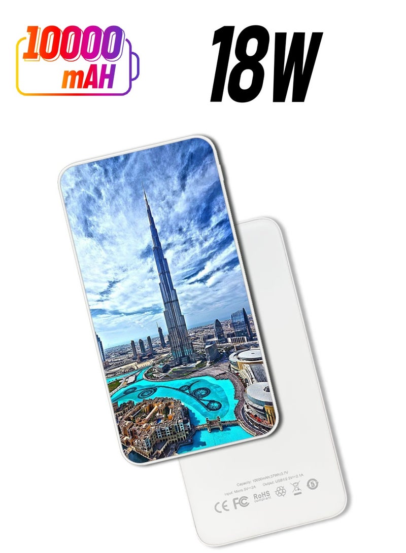 Theodor 10,000 mAh Super Fast Charging Ultra Compact Power Bank with Quick Charge & Power Delivery, Portable Charger For iPhone and Android Burj Khalifa in Day - Image 1