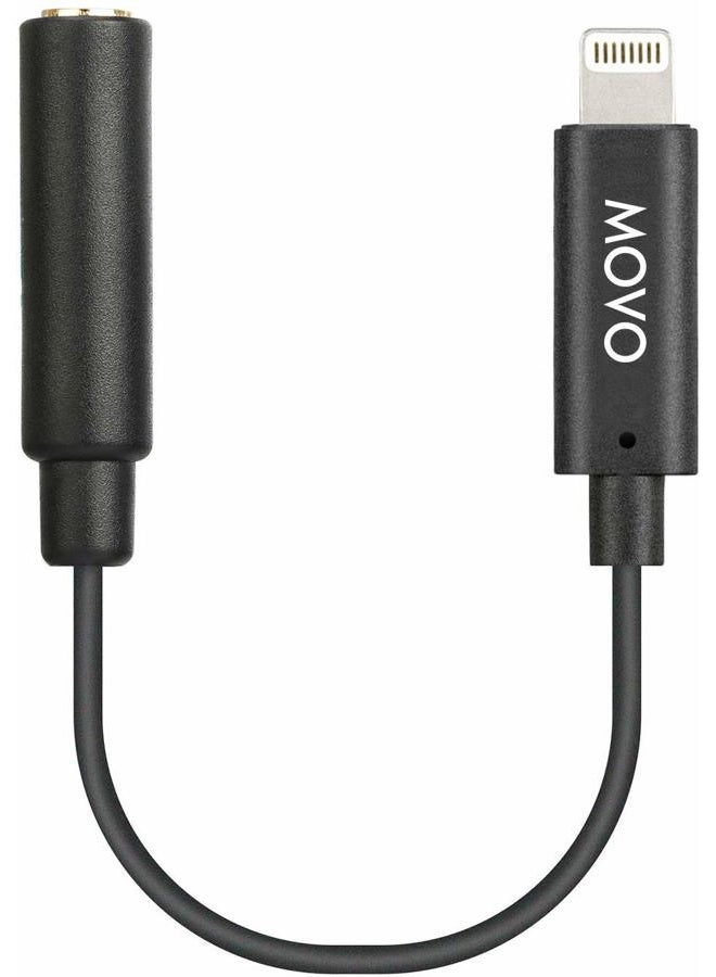 Movo IMA-1 Female 3.5mm TRRS Microphone Adapter Cable to Lightning Connector Dongle Compatible with Apple iPhone, iPad Smartphones and Tablets - Optimized for Microphones/Pro Audio - Image 1