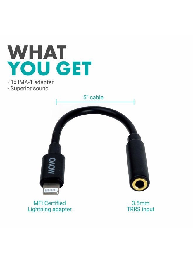 Movo IMA-1 Female 3.5mm TRRS Microphone Adapter Cable to Lightning Connector Dongle Compatible with Apple iPhone, iPad Smartphones and Tablets - Optimized for Microphones/Pro Audio - Image 4
