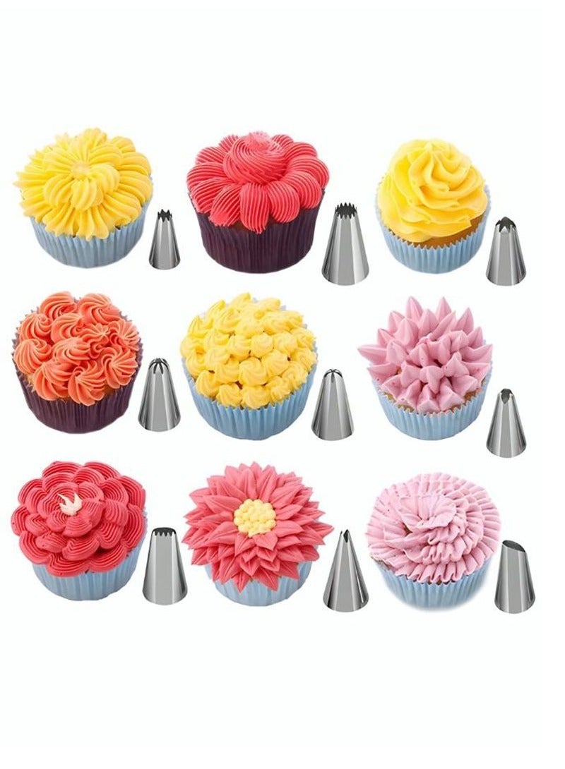 137PCS Cake Decorating Tools Kit Aluminum Stainless Steel Turntable Cake Supplies Baking Spatula Cutter Icing Tip Nozzle Piping Bag Knife for Beginners and Professionals - Image 3