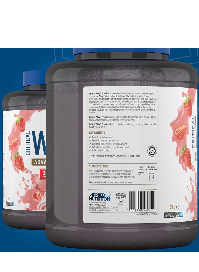 Applied Nutrition Critical Whey Blend, Supports Muscle Growth And Repair, Easy And Fast To Digest And Absorb, Strawberry Milkshake Flavor, 2 Kg - Image 2