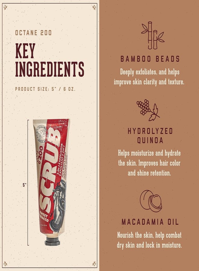 18.21 Man Made Octane 200 Scrub for Face, Body and Scalp in Sweet Tobacco Pore Cleanser,Exfoliator Wash and Scrub infused with Bamboo, Jojoba & Macadamia Oil to Moisturize,Hydrate,Clean & Renew, 6 Oz. - Image 3