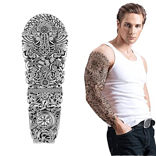 S.A.V.I Full Arm Tattoo, Full Sleeve Arm Tattoo For Men, Mandela Art Tribal Totem Tattoo For Girls Women, Temporary Tattoo Sticker, Size 48x17CM - Image 2