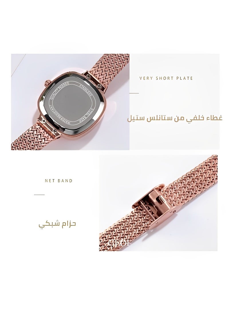 ريوكل ساعة كوارتز نسائية بمينا مربعة وحزام من الفولاذ المقاوم للصدأ، ساعة أنيقة بسيطة، هدية لعيد الحب - Image 4