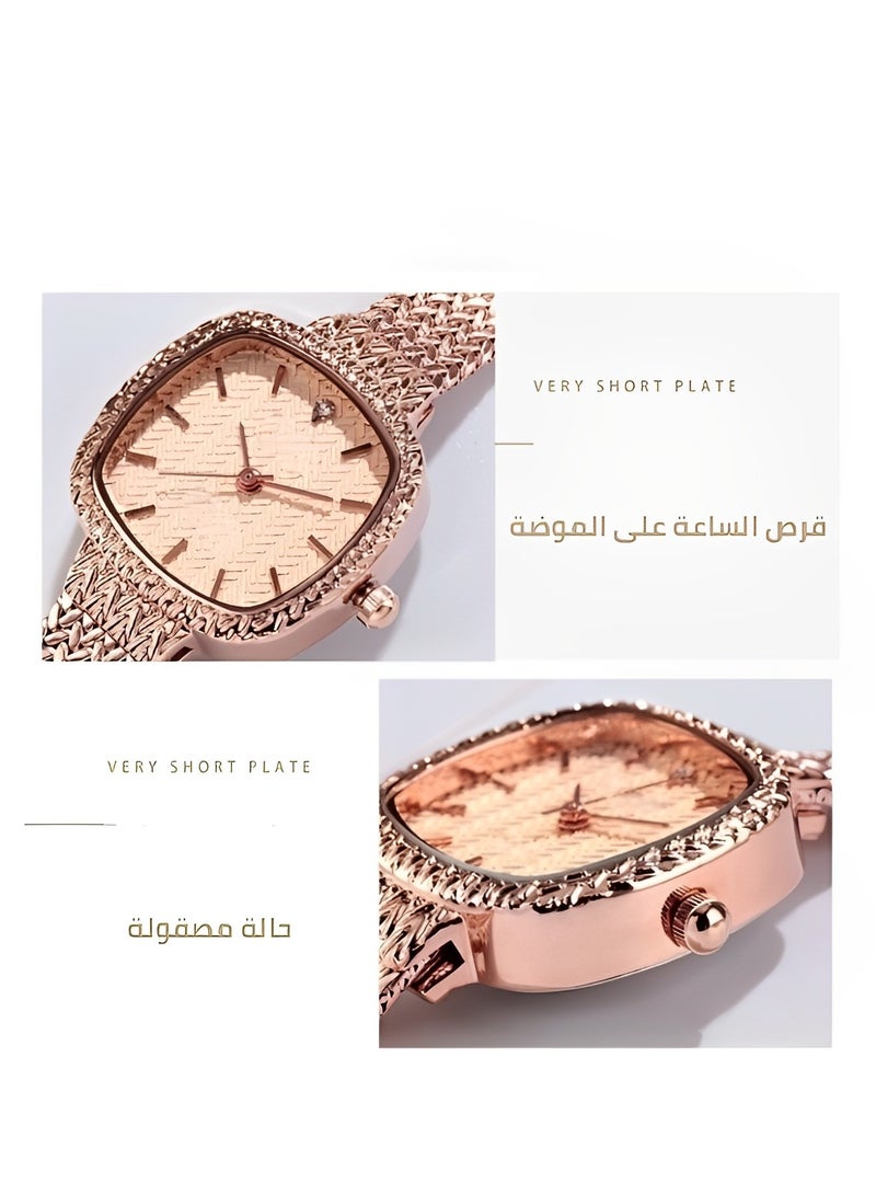 ريوكل ساعة كوارتز نسائية بمينا مربعة وحزام من الفولاذ المقاوم للصدأ، ساعة أنيقة بسيطة، هدية لعيد الحب - Image 3