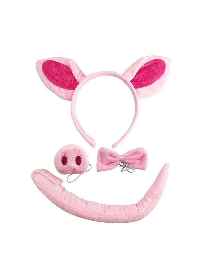 Dzrige Pig Costume Set Pig Ears Headband Bow Tie Nose and Tail Accessory Kit for Halloween Birthday Carnival Costume Party Dress Up Play - Image 1