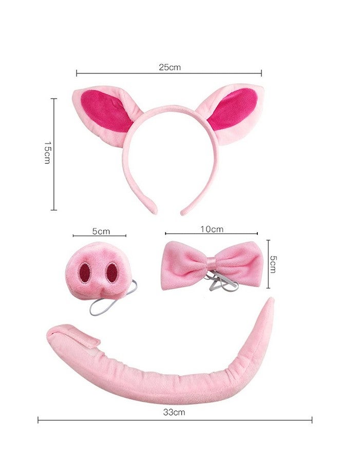 Dzrige Pig Costume Set Pig Ears Headband Bow Tie Nose and Tail Accessory Kit for Halloween Birthday Carnival Costume Party Dress Up Play - Image 2