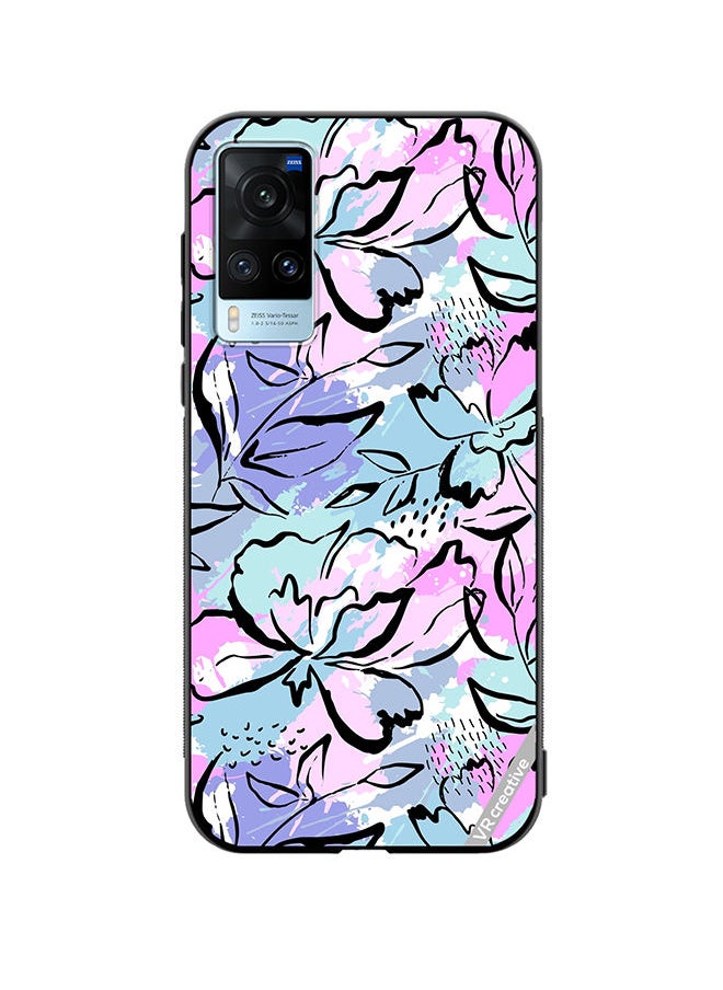 VR CREATIVE Protective Case Cover For Vivo X60 Abstract Flowers Print Design Multicolour  - Image 1