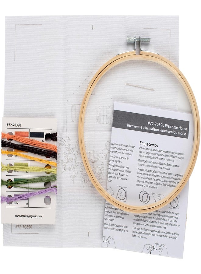 Dimensions Welcome Home Embroidery Needlepoint Kit for Beginners, 6" Diameter Hoop, Multicolor, 5 Pieces - Image 3