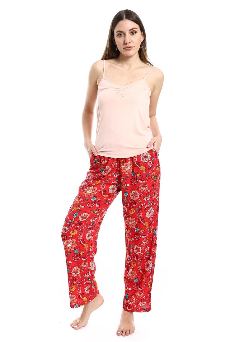 MERCH Pajama 2 Piece -Baggy Trousers Printed&Shirt With Suspenders  - Image 1
