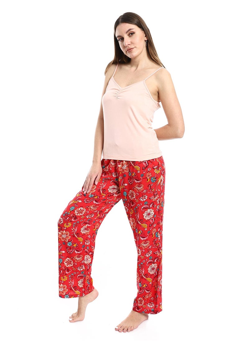 MERCH Pajama 2 Piece -Baggy Trousers Printed&Shirt With Suspenders  - Image 2