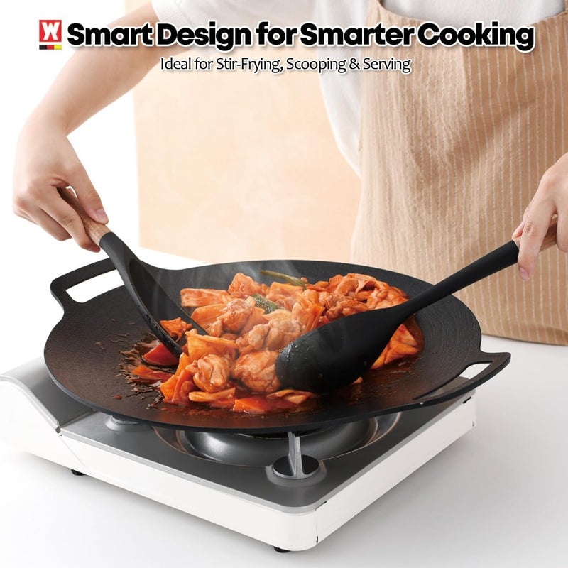 WAGENSTEIGER Silicone Cooking & Serving Spoon: Multi-Purpose Cooking Tool for Basting Serving Scooping Scraping Mixing Basting, Non-stick Cookware Safe, Wooden Handle Design - Image 5