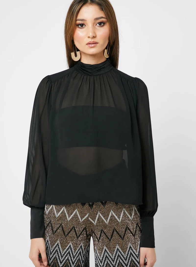 FOREVER 21 High Neck Sheer Top